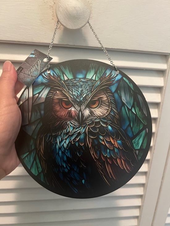 dears jewelry and gifts Other - #1796** SC108 Owl “6” Suncatcher”Vibrant Blue & Teal Owl Wall Art Hanging Plaque